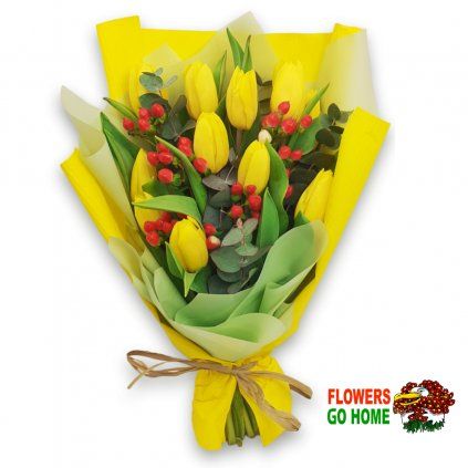 Žluté tulipány s manžetou