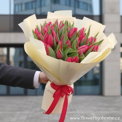 Červené tulipány v manžetě