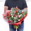 Kytice tulipánů červené a bílé